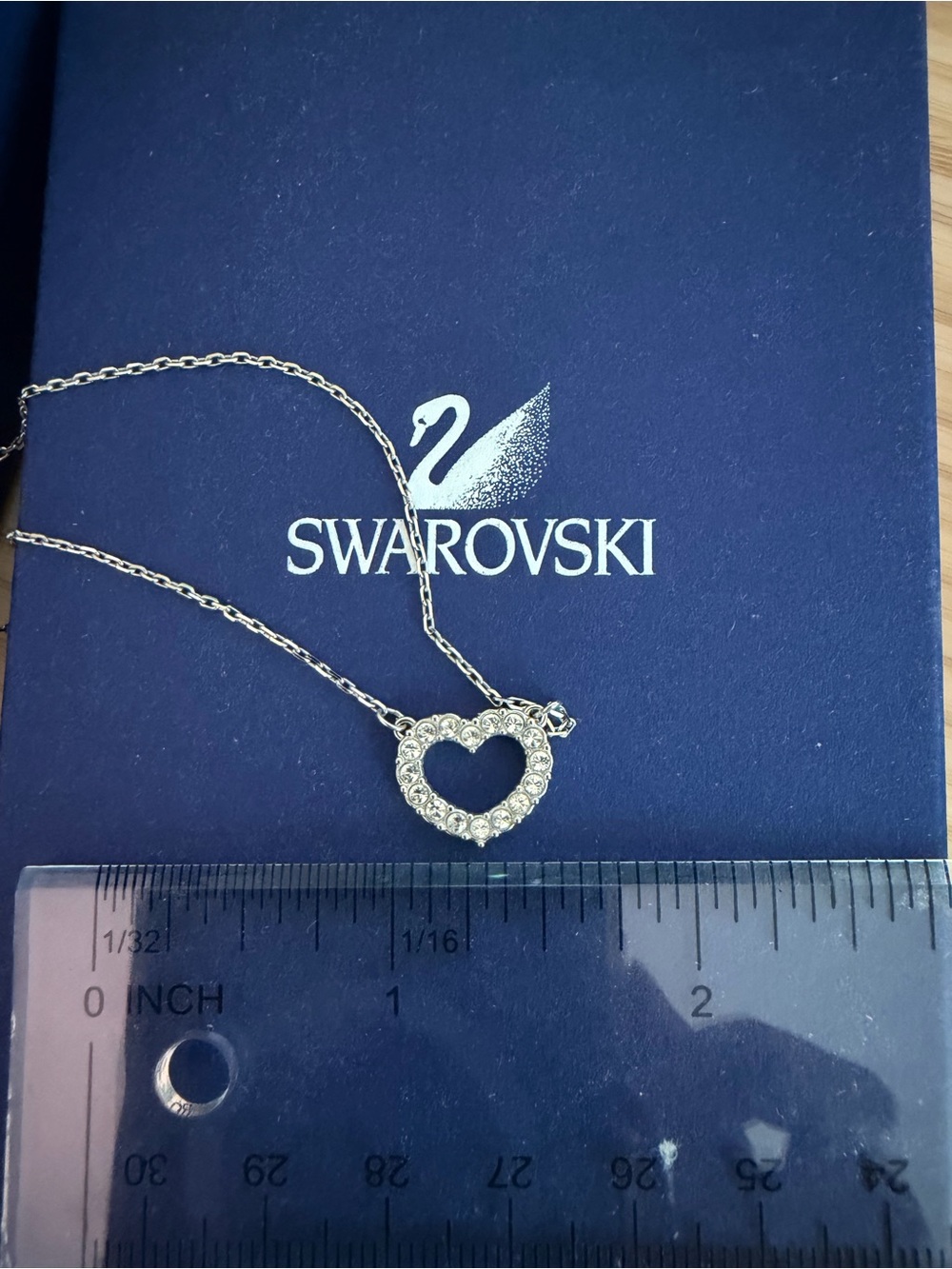 Swarovski Silver Heart Necklace with Clear Crystals